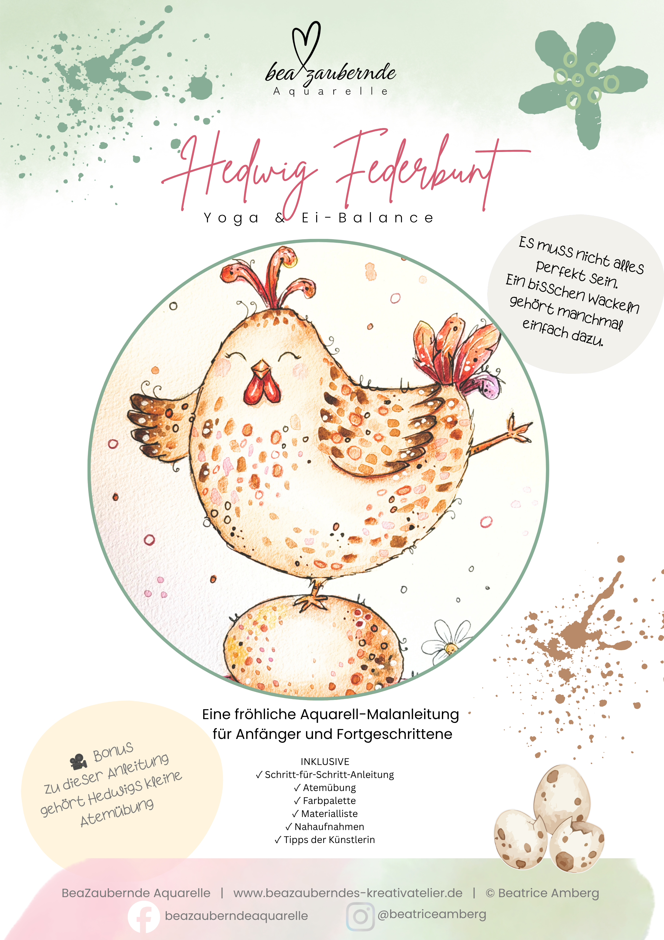 Hedwig Federbunt Aquarell Malanleitung